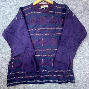 Vintage Jessica Roberts Sweater Womens XL Purple Plaid Grunge Y2K Academia Cozy
